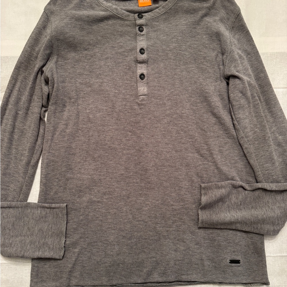 Boss Charcoal Long Sleeve Henley